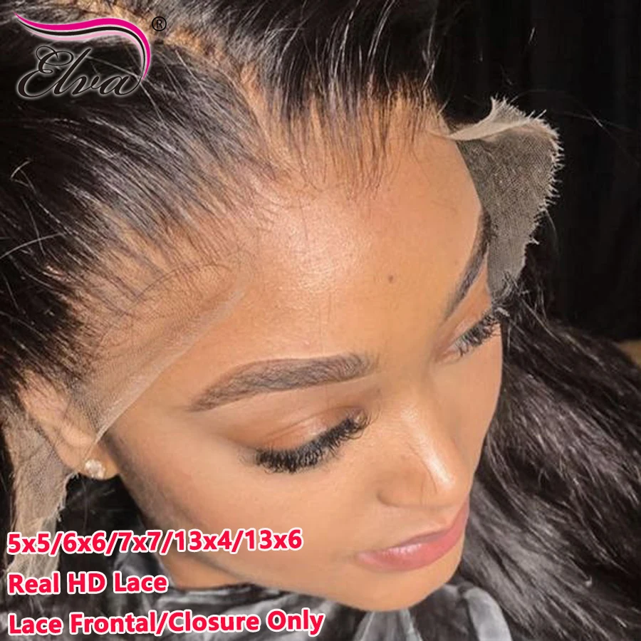 7X7 6X6 5X5 HD Lace Closure Frontal Human Hair Straight Hair Melt Skins Pre Plucked 13X4 13X6 HD Lace Frontal Only Virgin human hair lace closure