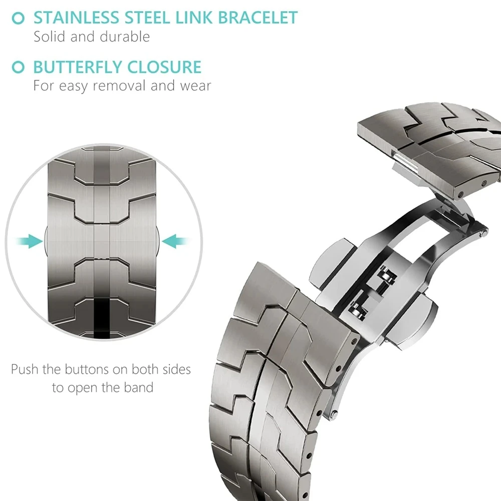 Premium Stainless Steel Watch Band - Elegant No-Gap Metal Bracelet Strap
