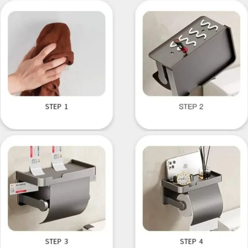 Toilet Paper Holder With Tray - Bodugi toilet paper holder with tray