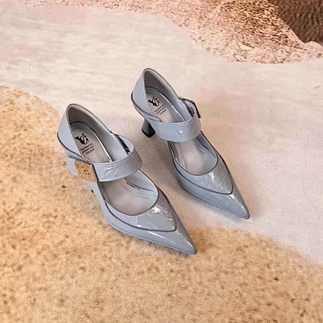 New 2025 Elegant Mary Janes Shoes High Heels Genuine Leather Black Beige Spring Summer Shoes Woman Dress Party Pumps 39 2