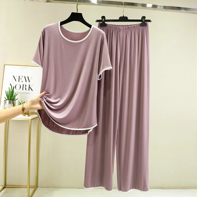 Fdfklak Cotton Pajamas For Sleep Women's Summer Two-piece Suit Outside Short-sleeved Trousers Loose Sleepwear pizama damska XXL