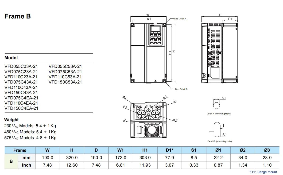 Delta 3-phase 460V C2000+Plus series 11KW VFD110C43A-21 Inverter AC Motor Drive