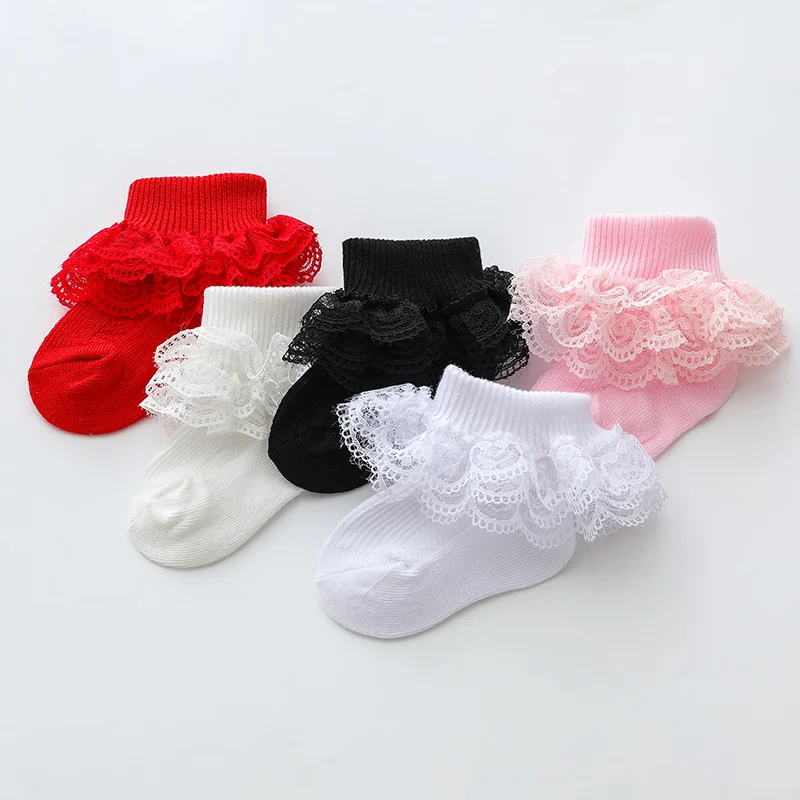 

Baby Girls Boys Combed Cotton Socks Solid Casual Cute Eyelet Frilly Lace Socks Elastic Soft Socks Birthday Gift for Newborn Kids