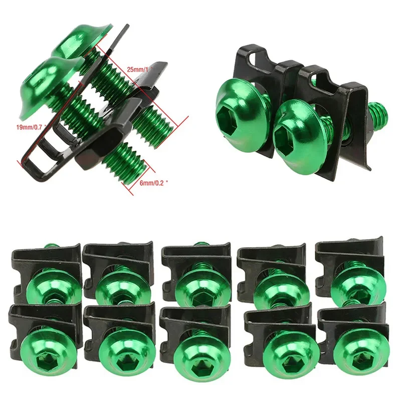 10pcs Motorcycle Scooter Multi-Color M6 6mm Fairing Bolts Fastener Clips Screw Spring Nuts Metal Nuts Bolt Auto Replacement Part car accessories motorcycle accessories auto fasteners auto accessories motorcycle screws motorcycle fasteners