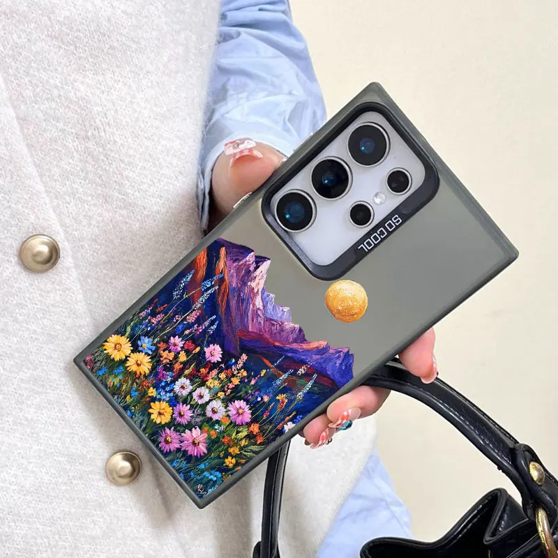 Für Samsung S25 S22 Ultra Plus S21 FE S24 S23 Ultra Plus FE Telefon Fall INS Intermountain Daisy Floral Print Laser Zurück Abdeckungen – Detail 7