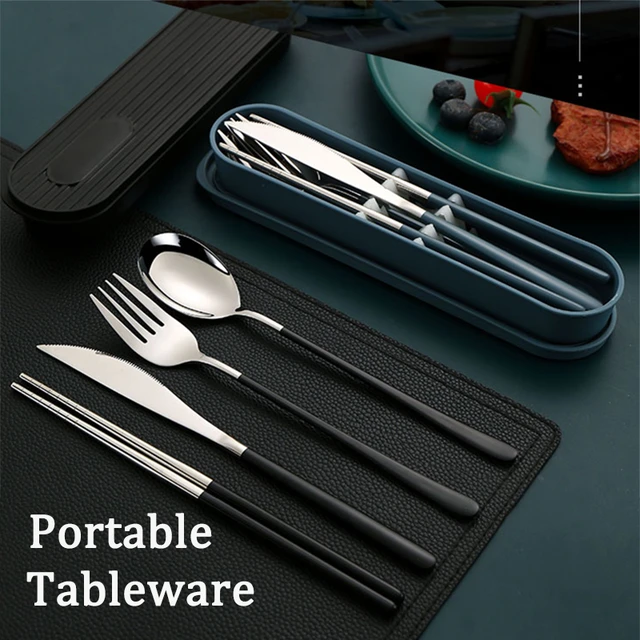 2PCS Travel Utensils Set with Case, Stainless Steel Reusable Silverware  Spoon Fork for Kids Lunch Camping Picnic Travel - AliExpress