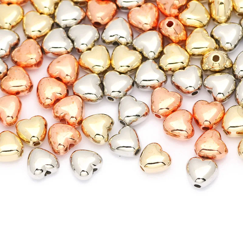 200pcs 4x5mm CCB Charm Heart Beads Loose Spacer Beads For