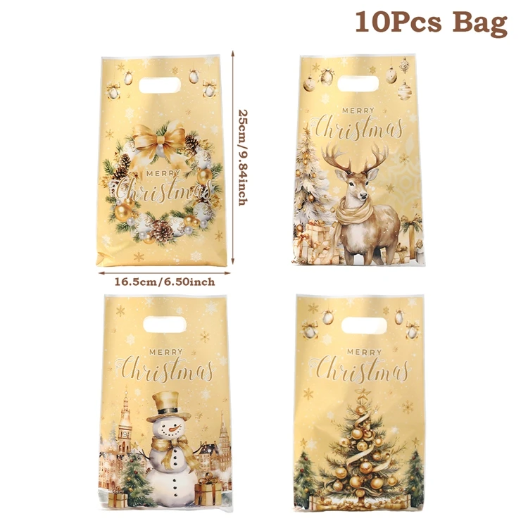 Set of 10/25/50 Festive Christmas Gift Bags with Santa Claus Design