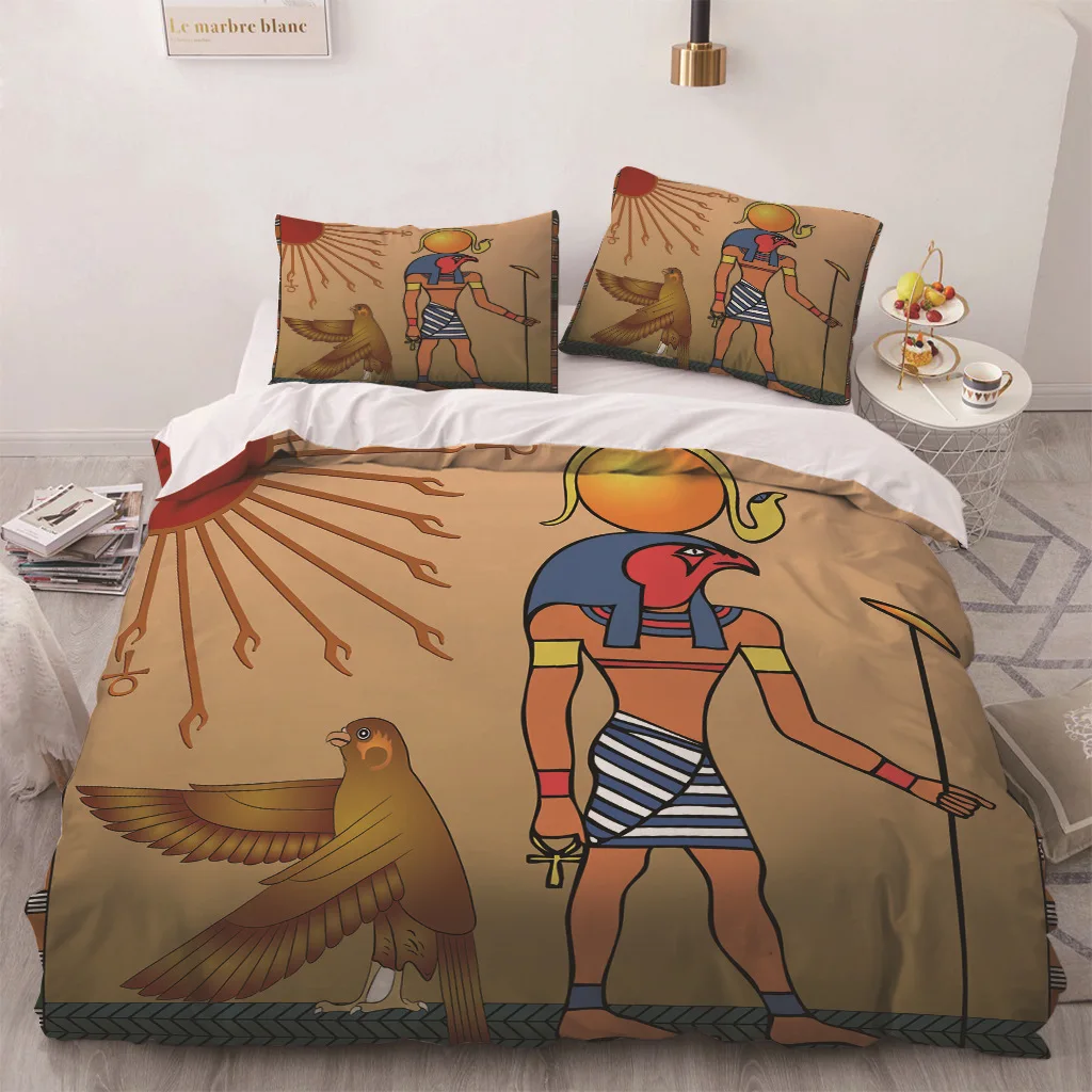 Africa Egypt King Queen Duvet Cover Egyptian Pharaoh Bedding Set for Teens Adults Ancient Frescoes 2/3pcs Polyester Quilt Cover - Image 3