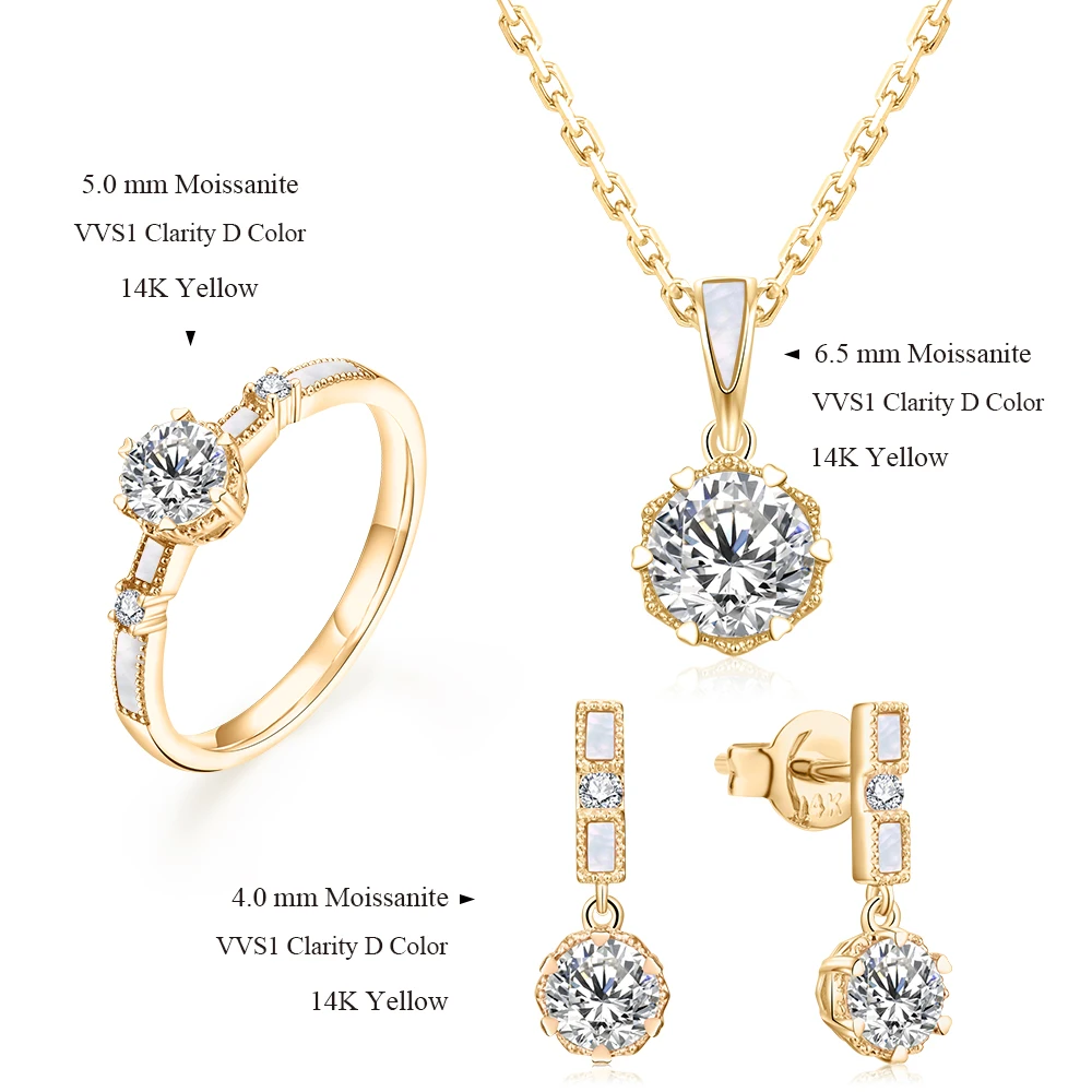 ATTAGEMS-Ensemble de bijoux en argent regardé 925 pour femme, boucles d'oreilles Moissanite, matiques et collier, original, ignorez Moissanite, neuf