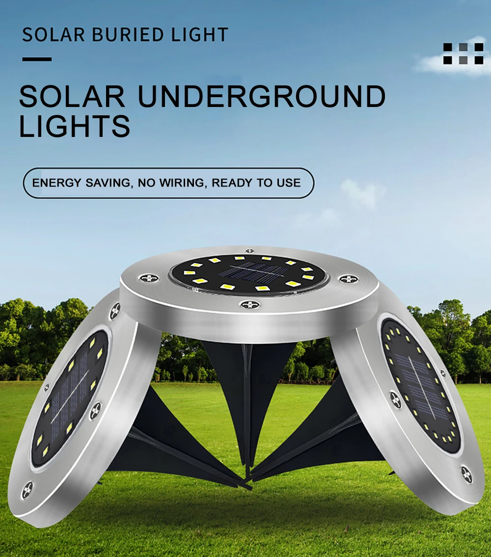 solar powered string lights Outdoor Solar Powered Ground Light Waterproof Garden Pathway Deck Lights  LED Lamp for Home Yard Driveway Lawn Road outdoor solar spot lights