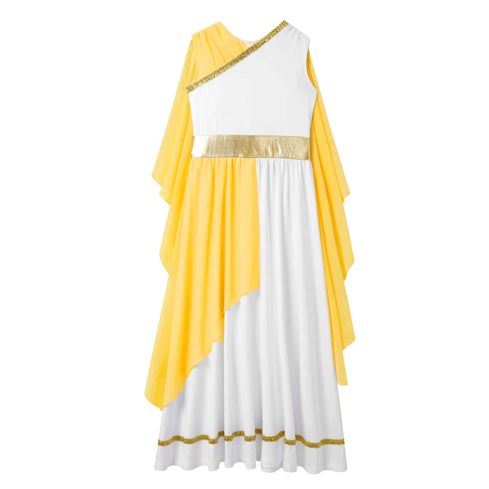 Kids Girls Roman Grecian Athena Gown Queen Dress Ancient Greek Toga Princess Cosplay Costume Shawls Flowy Mythology Tulle Toga