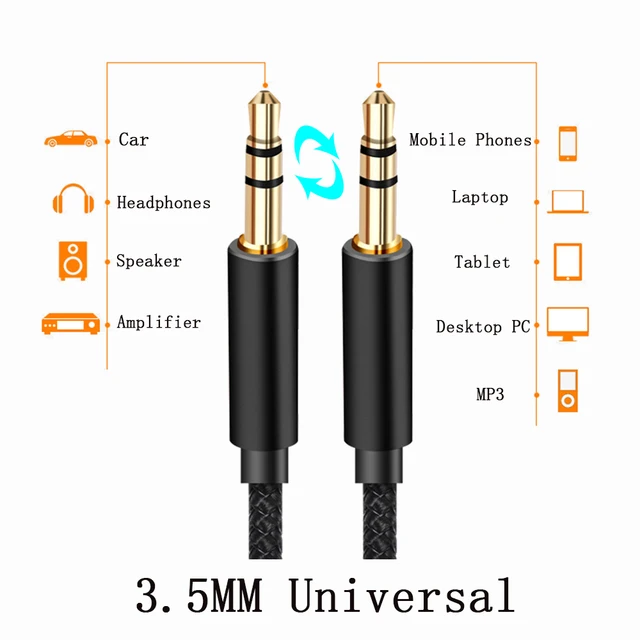 Aux Cable 3 5 Mm Jack To 3 5 Jack Male Male Car Auxiliary Audio Cable