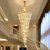 Long Crystal Staircase Gold Chandelier Modern Loft Crystal Lamp Luxury Villa Hotel hall Living Room Large Chandelier Home Decor 1