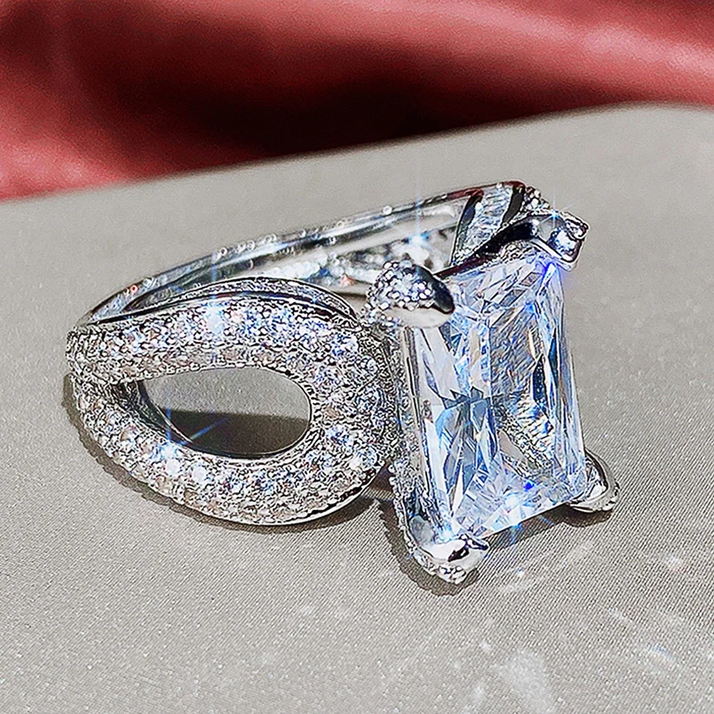 

Новые блестящие свадебные кольца для женщин, новый дизайн, роскошное кольцо с фианитом и кристаллами, помолвка, эффектные ювелирные изделия