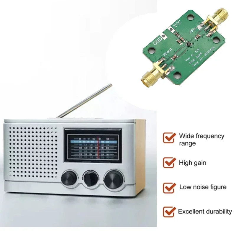 0.1-2000MHz 32dB Gain Broadband Low Noise High Frequency LNA RF Amplifier Module For FM HF VHF/UHF rf amplifier