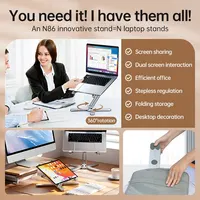 Tablette portable en alliage d'aluminium pliable, support télescopique pour ordinateur portable, support de bureau, support de table pour ordinateur portable élévateur, rotation à 360 ° 4
