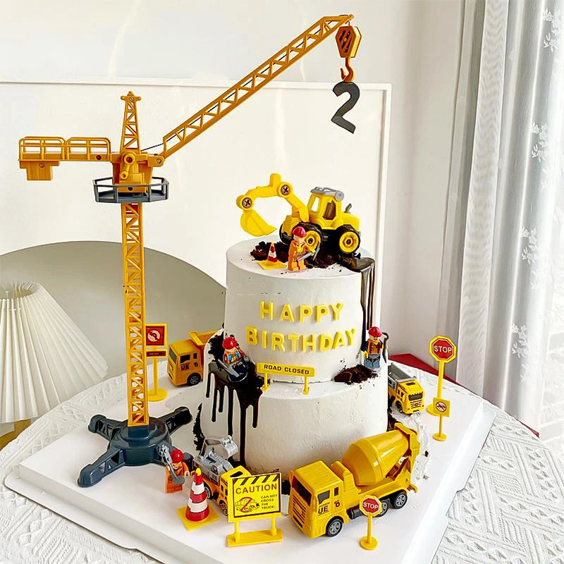 Excavadora-de-coche-Tractor-de-gr-a-Topper-de-pastel-de-cumplea-os