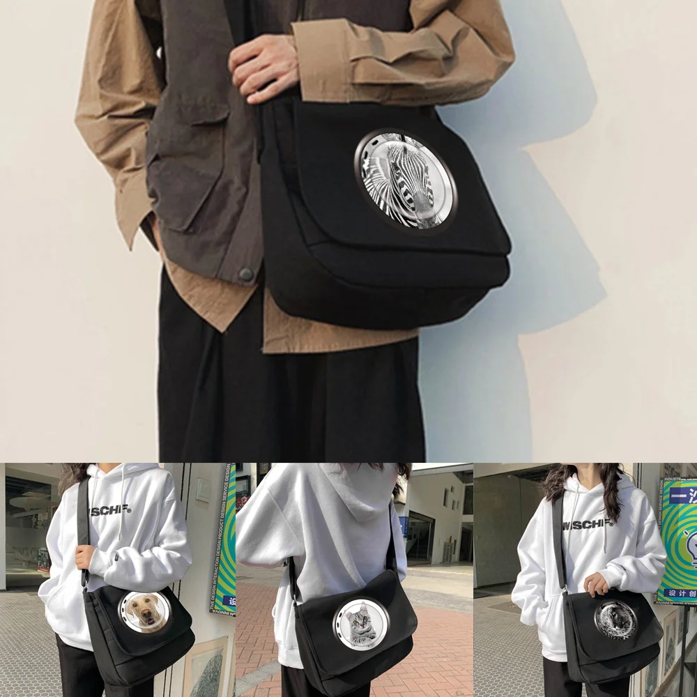 Crossbody Bag Canvas Shoulder Bags Diagonal Bag Youth Satchel Women Messenger Bags School Envelope Pouch Window Pattern