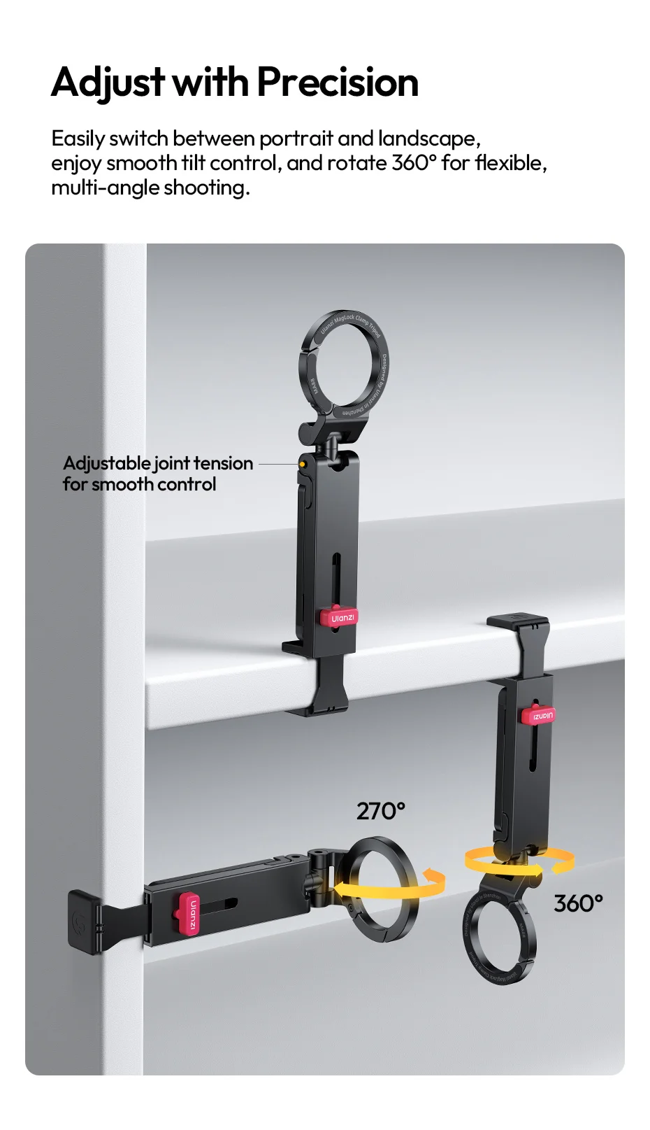 MA88 MagLock Phone Holder Mount 360° Adjustable Clamp Mount Magsafe Phone Tripod