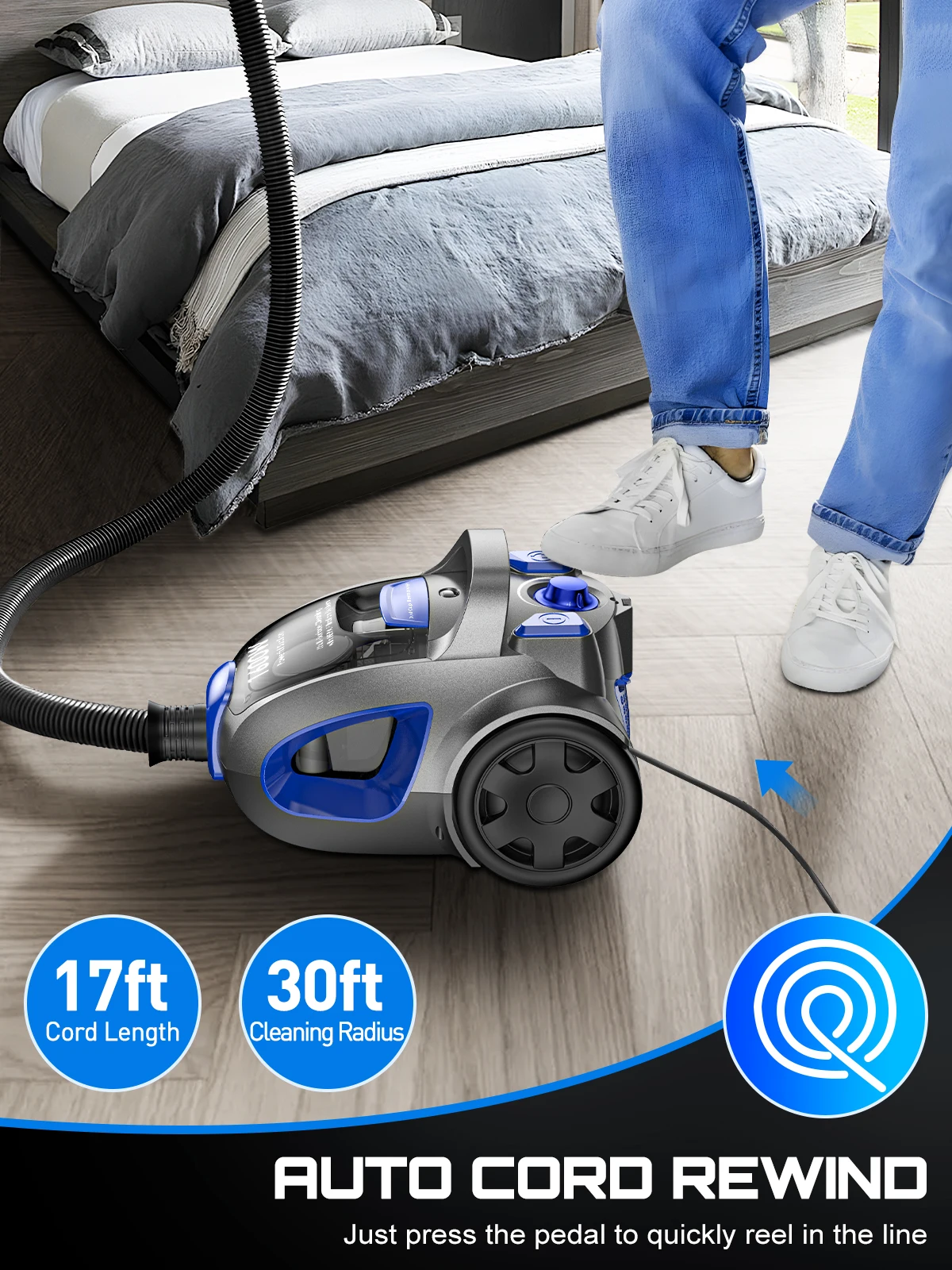 1600W Bagless Canister Vacuum 5