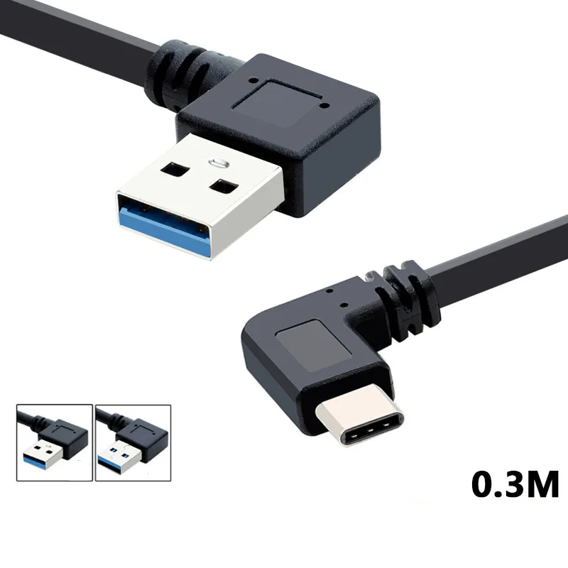 Cavo di prolunga USB 3.0 tipo A maschio a tipo c maschio da 90 gradi ad angolo di sinistra a destra da 5 Gbps 30 cm Connessione dirta  7