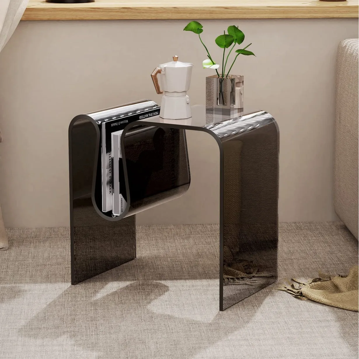 커피 테이블 Popular Acrylic-Edged Table Living Room Mini Bedroom Bedside Simple Coffee Table M Type Side