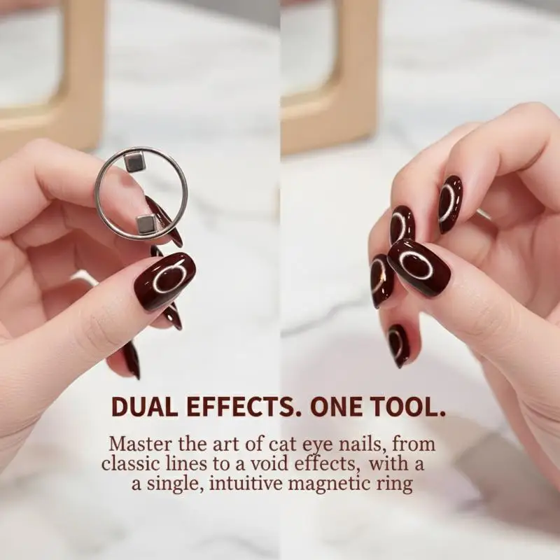 DIY 자석 네일아트 도구 링, 속이 빈 디자인, 캣아이 젤 폴리쉬 마그넷 스틱, 살롱 및 홈 매니큐어용