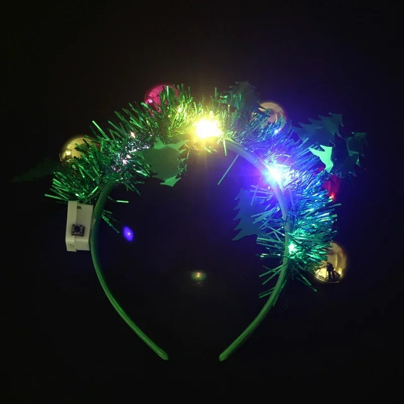 

10pcs LED Luminous Hairband White Snowflake Light Up Hair Hoop Elf Foot Xmas Props Adult Kids Navidad Christmas Decoration