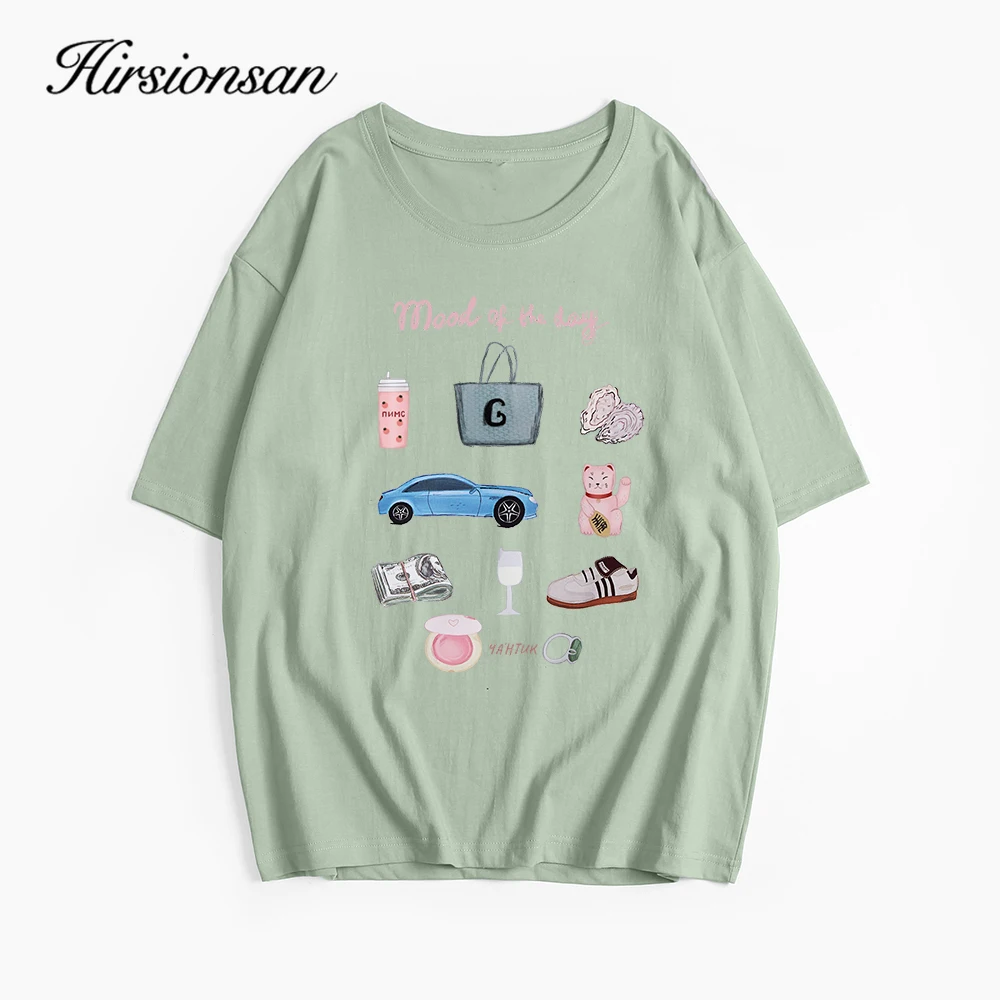 Hirsionsan Vintage Aesthetic Graphic Printed T Shirt Women Summer Cotton Soft Short Sleeve Tee Female Oversized Higt Street Tops 6