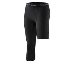 Men's Compression 3/4 Sports Shorts - S (R long L short black)