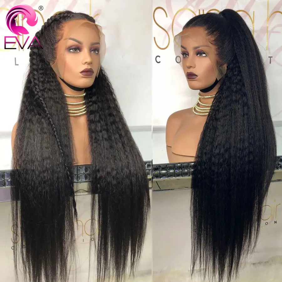 13x4 Lace Frontal Wig Kinky Straight Human Hair Wig Long Wig For