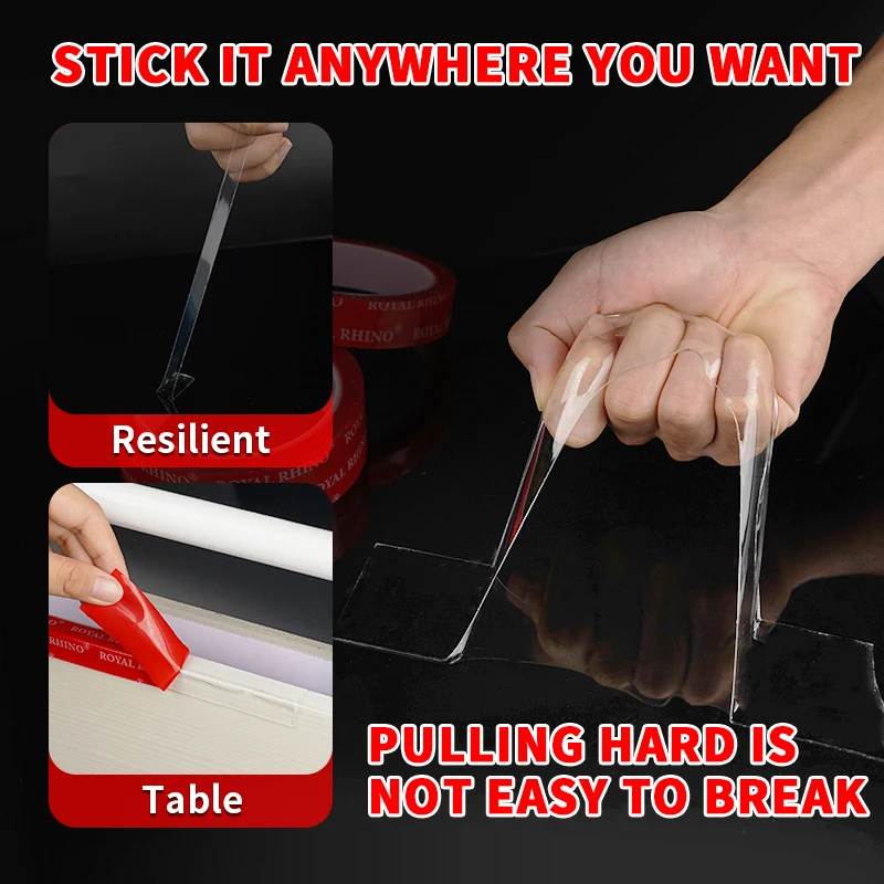 브랜드 클리어 강력 양면 테이프, 고점착, 흔적없는, 방수, 가정, 사무실, 자동차 및 DIY 용