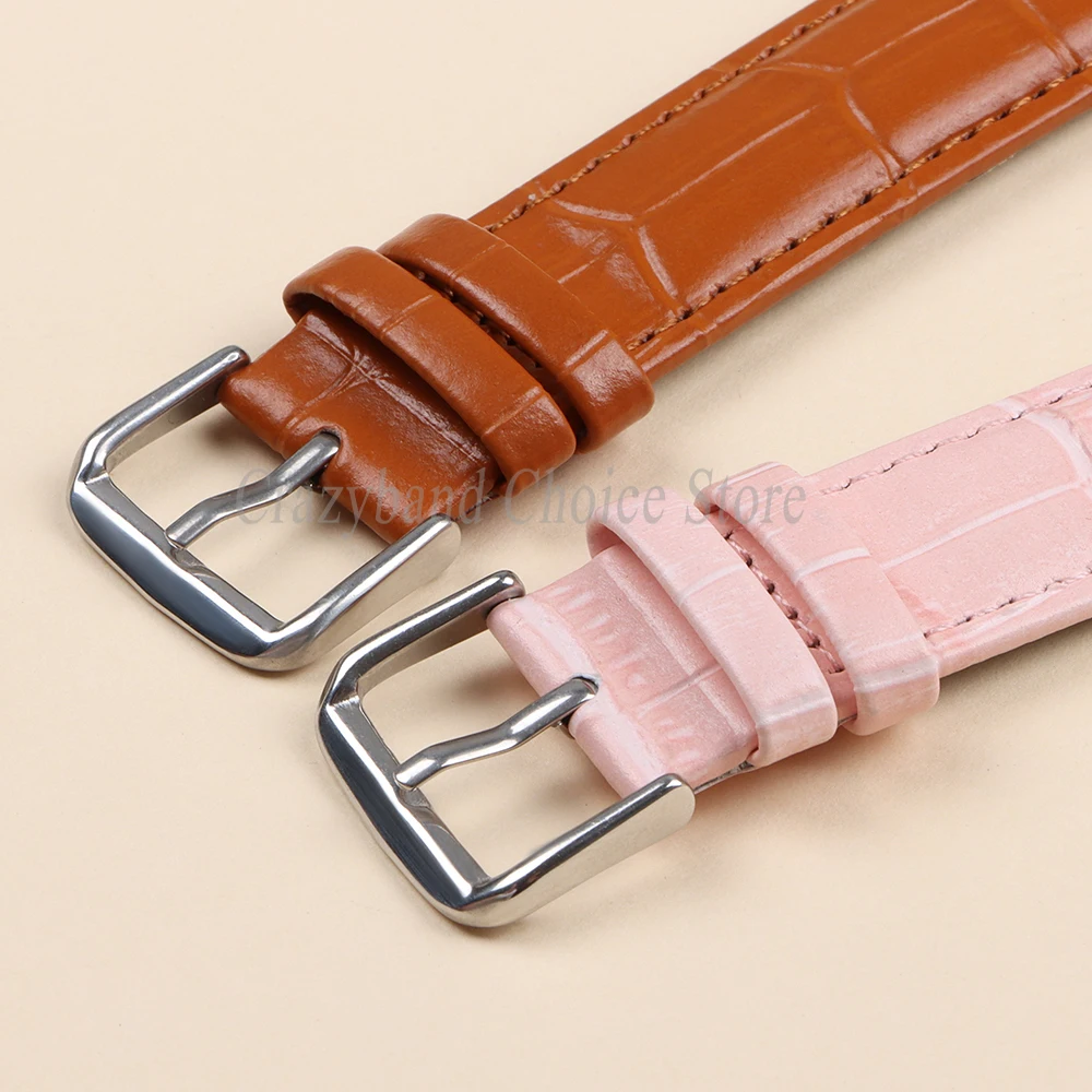 Elegant Leather Watch Band with Detailed Stitching - Premium Business Strap