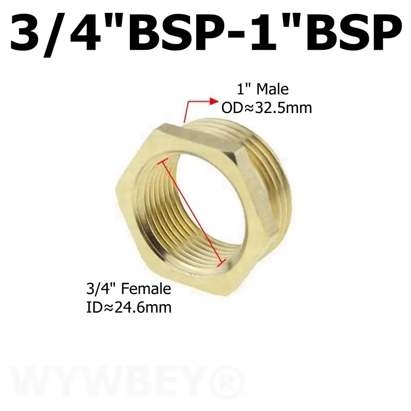 Brass Hex Bushing Reducer Pipe Fitting 1/8 1/4 3/8 1/2 3/4 F to M Threaded Reducing Copper Water Gas Adapter Coupler Connector - Image 6