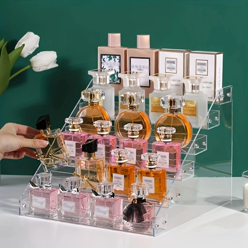 1pc Multi-Layer Cosmetics Organizer for Desktop,Transparent NailPolish Display Rack, Perfume and Lipstick Storage Shelf, ldeal f 4
