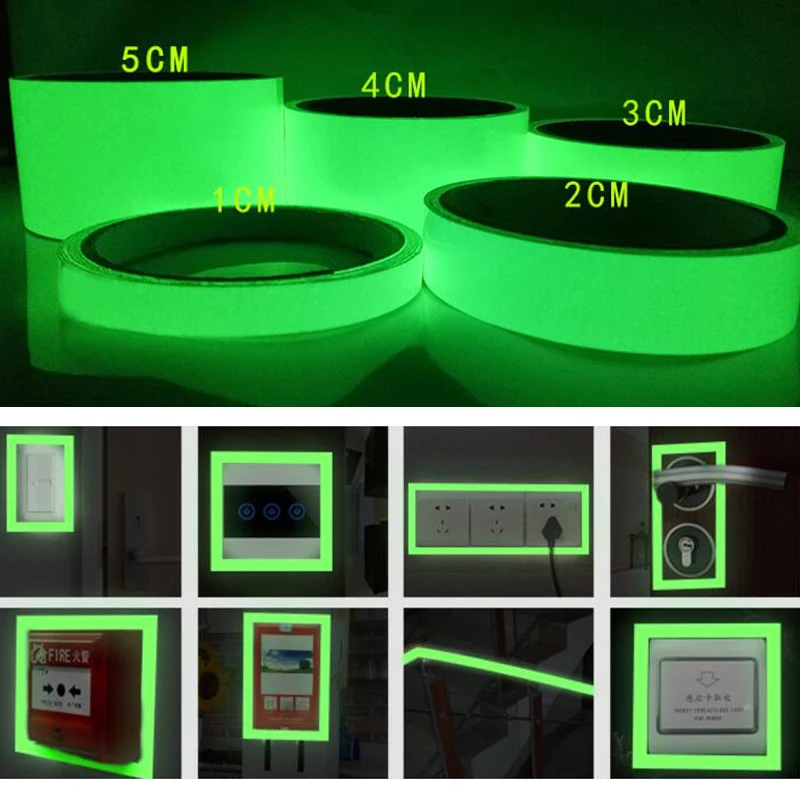 Luminous tape warning stickers luminous sticker tape 3M glow in the dark tape Luminescent emergency luminous photoluminescent stickers For safety egress marker stair steps exit sign