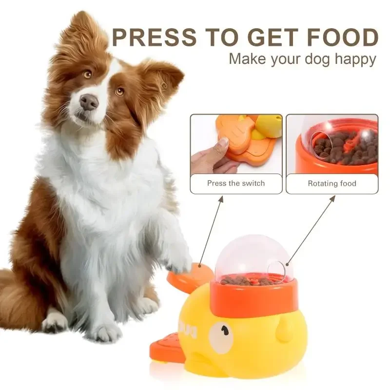 2-in-1 Interactive Dog Toy Pet Automatic Food Treat Dispenser Cartoon Duck Design Slow Food Pet Snack Feeder for Dog Training 2