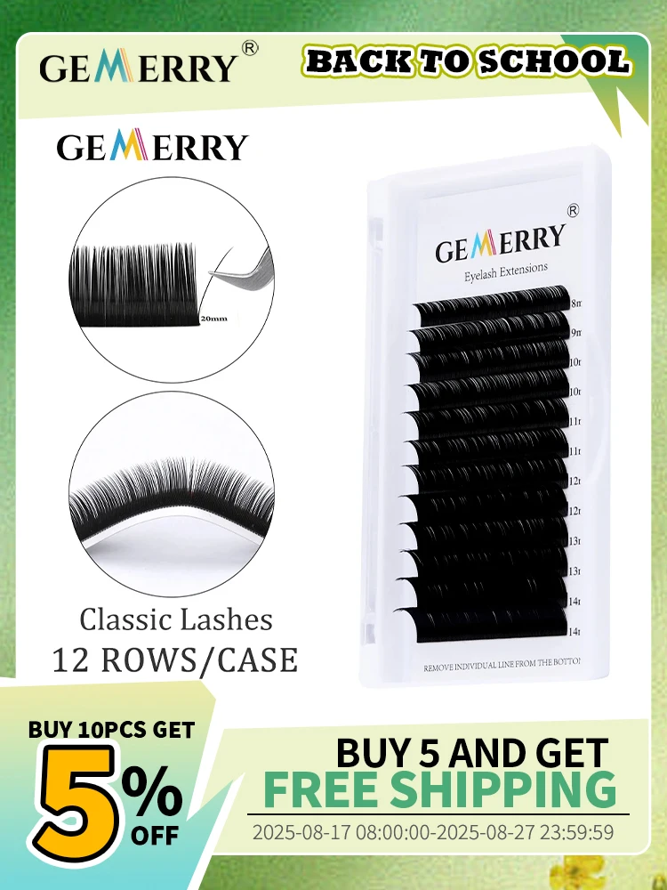 GEMERRY Classic Eyelash Extension Individual False Lashes Hand Made 8-14/15-20/20-25mm Mix Length Faux Mink Eyelashes Extensions