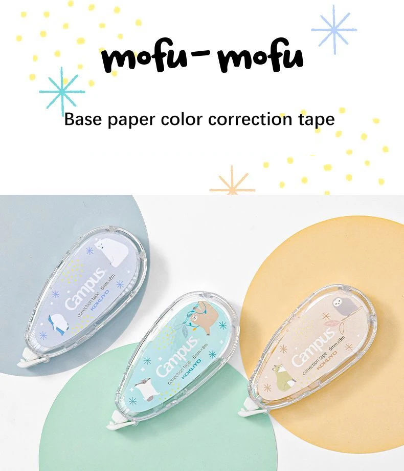 Japan Kokuyo Mofu Series Limited Base Paper Color Correction Tape Large Capacity Replaceable Core Kawai Stationery