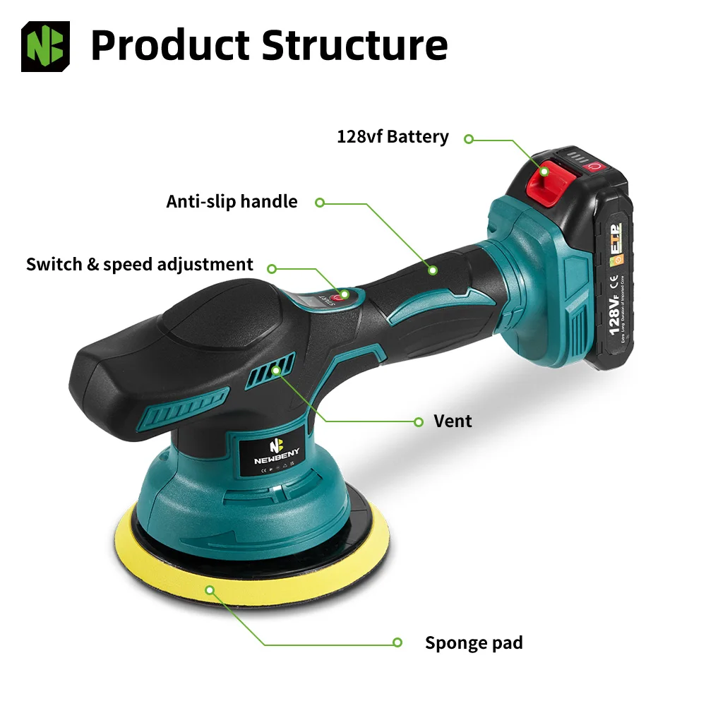 150mm Electric Car Polisher 8 Gears Adjustment Cordless Car Polishing Waxing Sanding Power Tools For 18V Battery Car polisher cordless car polisher electric polisher