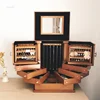 European Style Retro Wooden Jewelry Box Organizer Large Capacity Designer Solid Wood Jewelry Earrings Storage Box Home Princess 4