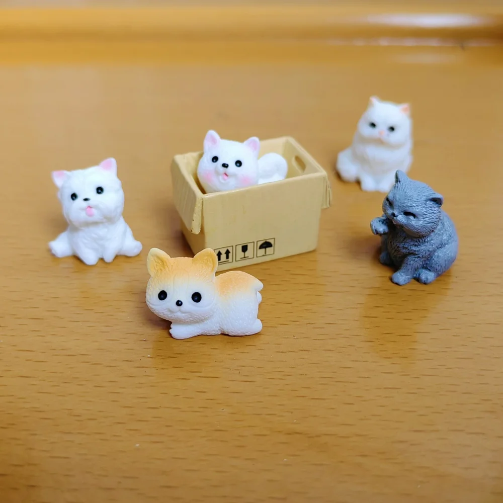 Resin Craft Miniature Figure 12pc Cute Mini Cat Small Dog Animal Decoration for Bonsai Microlandscape Fairy Garden