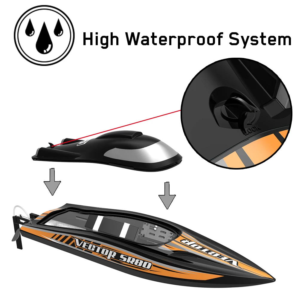 VOLANTEX RC Speedboat 60KM/H Brushless Toys High-speed VectorSR80 Boat Model 2.4G 2CH Remote Control Racing Ship Kids Boys Gifts 6