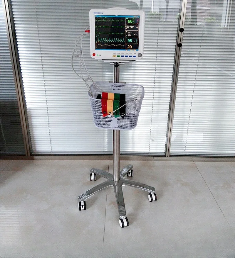 

Hospital monitor with adjustable lift cart Patient multi parameter monitor cart