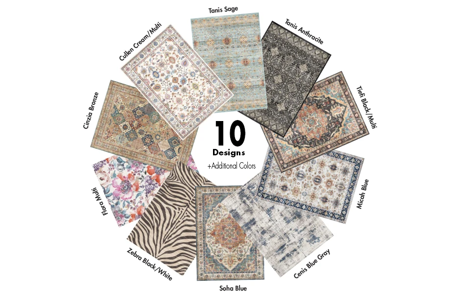 vikama Printed Indoor Boho Area Rug - Non Slip Super Strong,Printed Rug Home Décor for Entryway, Bedroom, Living Room Decor