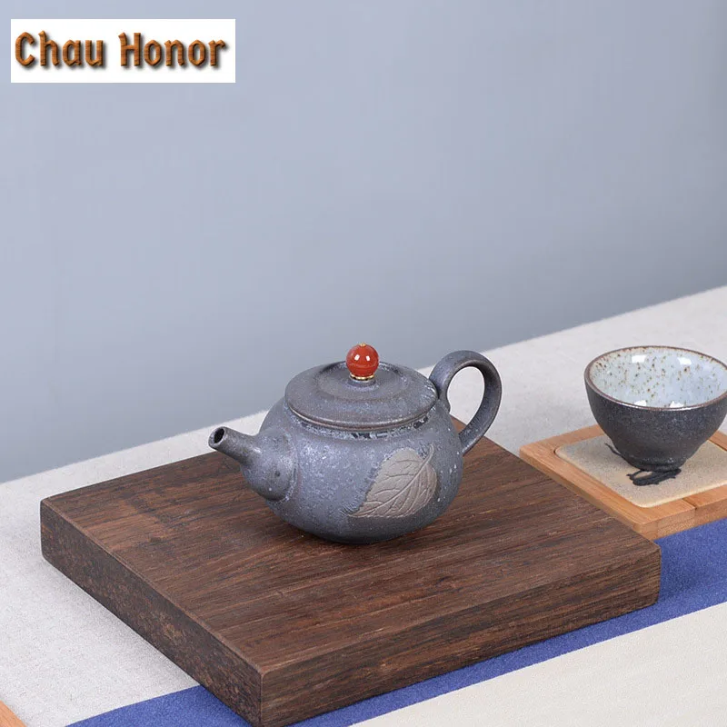 210ml Vintage Handmade Pottery Teapot Retro Coarse Leaf Art Household Teaware Chinese Kung Fu Tea Personal Pots Gift Packaging