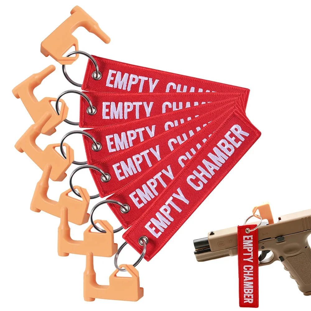 

Sided Letter 6pcs Chamber Empty Chains Aviation Double Tag Safety Flags Indicator Chain Key Loop Fobs Embroidered Red