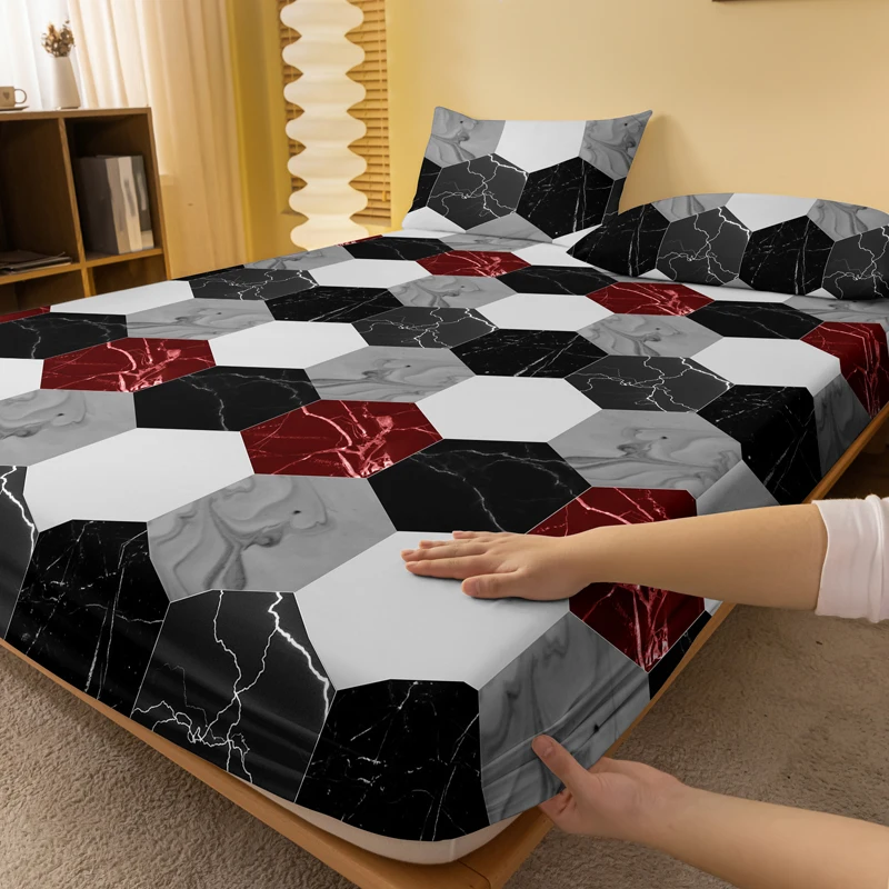 1 Piece of Fashion Marble Pattern Frosted Bedsheet, Bedroom Printed Bedspread, Bedding (Excluding Pillowcases) 2