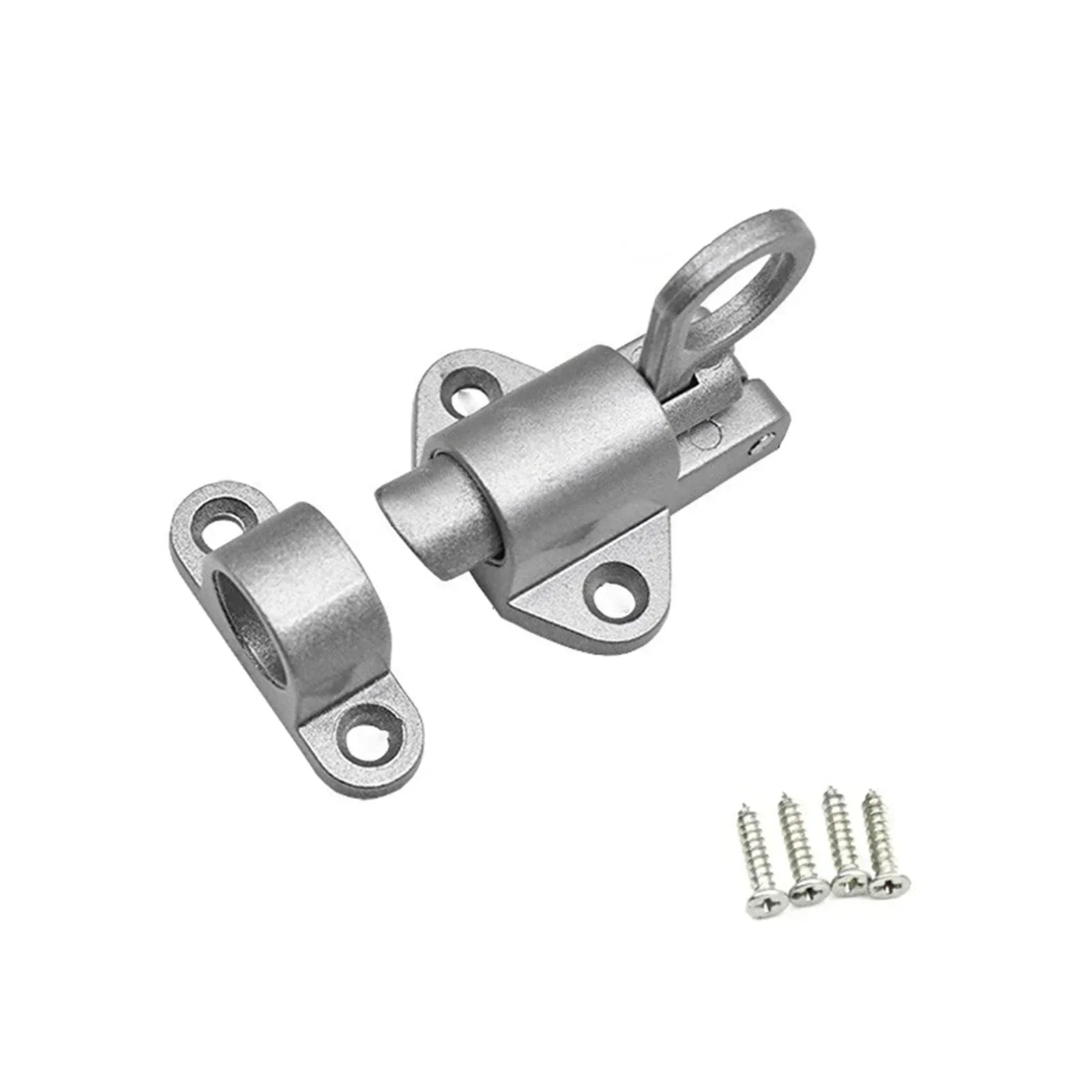 Spring Loaded Window Door Bolt Gate Security Pull Ring Spring Bounce Door Bolt Automatic Latch Gate Lock Hook Self-Closing